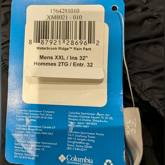 NWT Columbia Waterbrook Ridge Rain pants men's XL - Picture 9 of 9